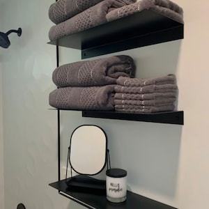 Modern Floating Shelf: Powder Coated Steel, Bathroom or Kitchen, Made in USA