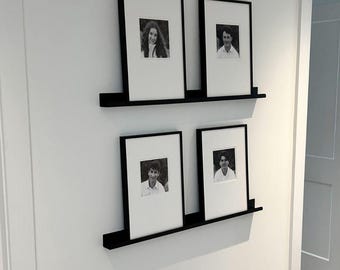 Wall Mounted Picture Rail, Floating Ledge Shelf: Black, White, or Green | Made in USA