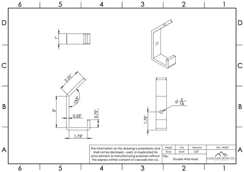 double wall hook - cascade iron co