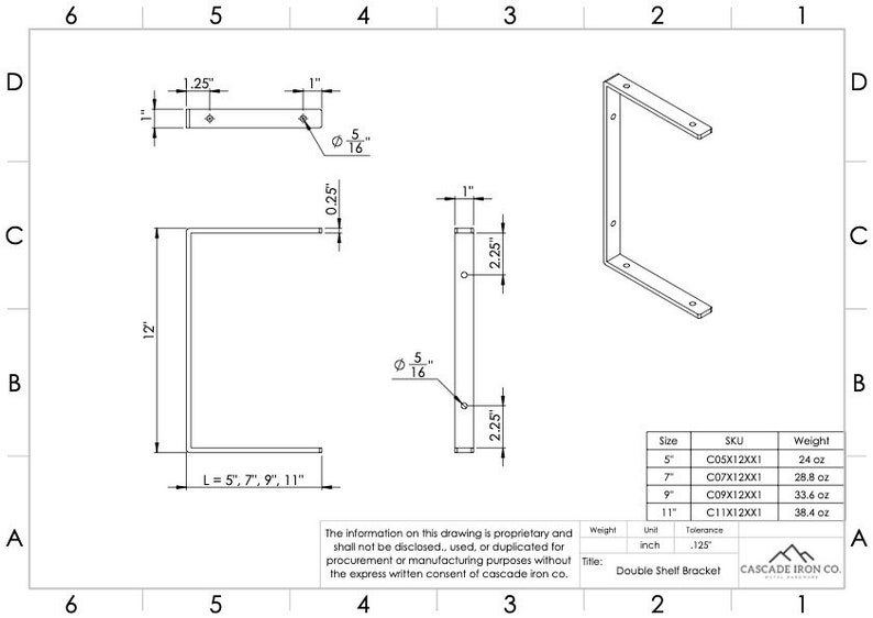 double shelf bracket - cascade iron co