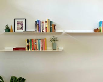 Floating Metal Wall Shelf: White, Black, or Green Made in USA