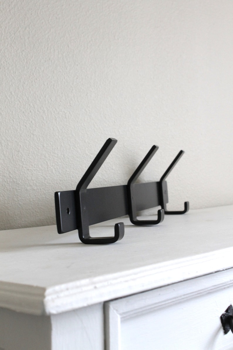 Metal Hook Rack Double Wall Hooks Available in Black Brass Etsy