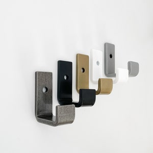 Metal Wall Hook, Available in Steel, Black, Silver or Brass with Matching Hardware