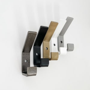 double wall hooks - raw steel, black, brass, white, silver