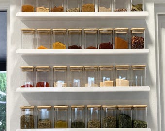 Wall Mount Spice Rack Organizer Shelves - Many Size and Colors, Includes ONE Ledge