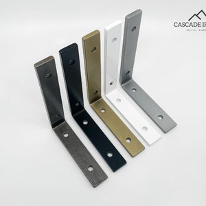 L Shelf Bracket for Open Shelving, Black, Bronze, White and Brass Modern Hardware
