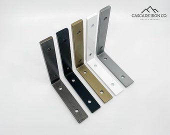 L Shelf Bracket for Open Shelving, Black, Bronze, White and Brass Modern Hardware