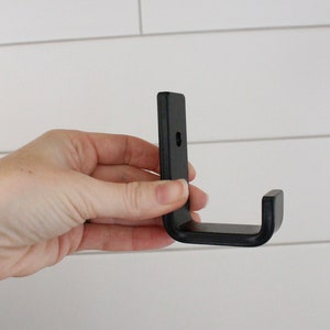 Metal Wall Hook, Available in Steel, Black, Silver or Brass with Matching Hardware image 3
