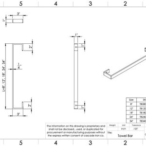 line drawing with utensil bar rack measurements - cascade iron co