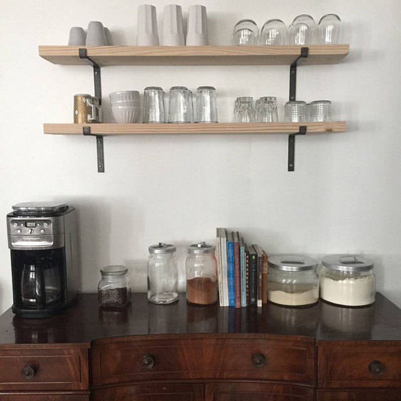 Black Shelf Brackets Modern Shelving Hardware Metal Screws Etsy