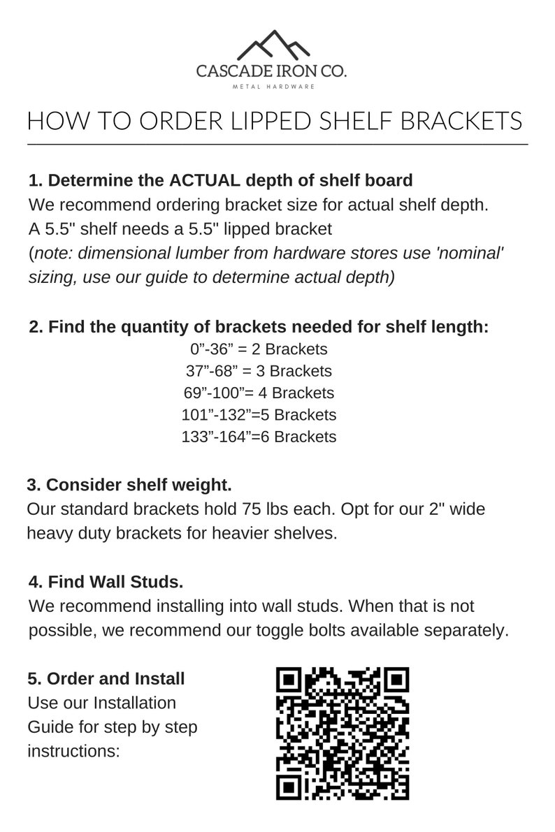 how to order brackets - cascade iron co