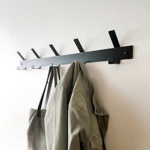 Wall Mounted Coat Rack with Double Hooks, Made in USA, White or Black Hook Rack