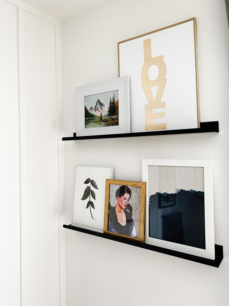 Floating Ledge Shelf: Powder Coated Steel Picture Rail
