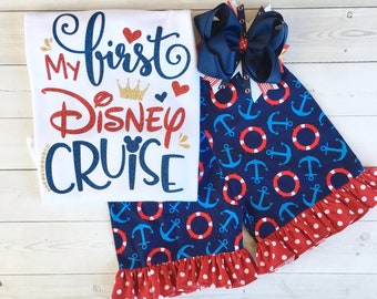 My First Cruise Outfit, Cruise Shirt, Princess Outfit, Toddler Cruise Outfit, Nautical Outfit, Girls Cruise Outfit, Short Set, Custom
