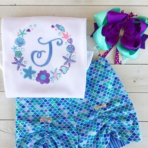 Mermaid Outfit, Mermaid Shirt, Little Mermaid, Summer Outfit, Birthday Outfit, Girls Outfit, Summer Shirt, Monogram, My Darling Bee