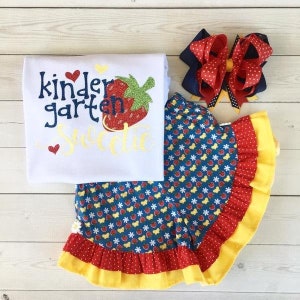 Back To School Outfit For Girls, First Day of School, Preschool Outfit, First Day of Kindergarten, B2S Outfits, Girls Strawberry Outfit