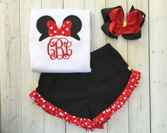Girls Mouse Ears Outfit, Mouse Shirts for Toddlers, First Birthday Outfit for Girls, Cruise Outfits, Matching Shirts, Personalized, Princess