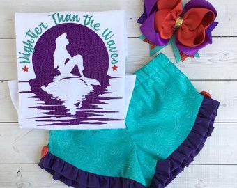 Little Mermaid Outfit, Mermaid Shirt for Toddlers, Little Mermaid Shirts, My First Trip Outfit for girls, 1st Birthday Outfit for Girls