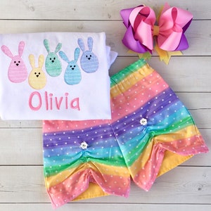 Easter Outfit, Outfits for Girls Easter, Shirts for Girls Disney, Easter Outfit, Rainbow Bunny, Outfits for Toddler Girl, Embroidered Outfit