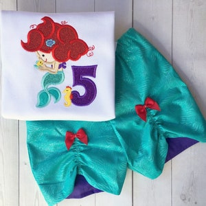 Little Mermaid Birthday, Girls Mermaid Outfit, Little Mermaid Shirt, Girls First Birthday Outfit, Custom Girls Birthday Outfit, Princess