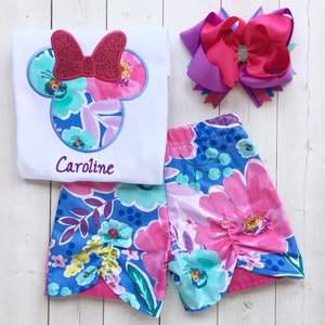 Floral Mouse Outfit, Outfits for Girls Disney Trip, Shirts for Girls Disney, Spring Outfit, Summer Shirt, Outfits for Toddler Girls, Custom
