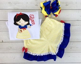 Tenue blanche comme neige, tenue de princesse, tenue blanche comme neige pour les tout-petits, tenues pour mon premier voyage, chemises de princesse, tenues de princesse personnalisées,