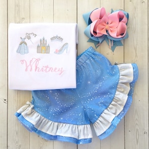 Princess Outfit for Girls, Princess Crown Shirt, Cinderella Outfit, Cinderella Shoe, Princess Dress Up Outfit, 1st Birthday Outfit for Girls
