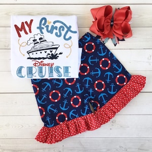 Disney Outfit for Girls, My First Cruise Outfit, Disney Cruise Shirt, Disney Cruise Outfit, Nautical Outfit, Girls Cruise Outfit