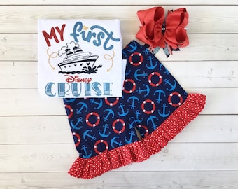 Disney Outfit for Girls, My First Cruise Outfit, Disney Cruise Shirt, Disney Cruise Outfit, Nautical Outfit, Girls Cruise Outfit