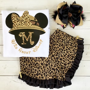 Safari Outfit for Girls, My First Trip Outfit for Girls, Safari Shirt for Girls, Mouse Shirt for Girls, Cheetah Print Outfit, Animal Girl