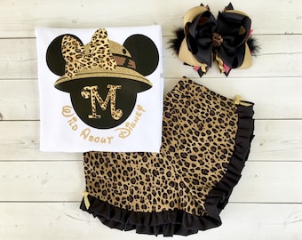Safari Outfit for Girls, My First Trip Outfit for Girls, Safari Shirt for Girls, Mouse Shirt for Girls, Cheetah Print Outfit, Animal Girl