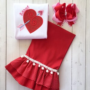 Valentine's Day Outfit for Girls, Valentine Outfit for Toddler Girl, Valentines Day Shirts, Red Glitter Valentine Shirt, Outfits for Disney