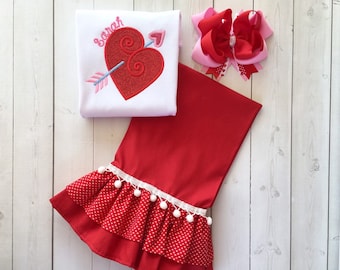 Valentine's Day Outfit for Girls, Valentine Outfit for Toddler Girl, Valentines Day Shirts, Red Glitter Valentine Shirt, Outfits for Disney