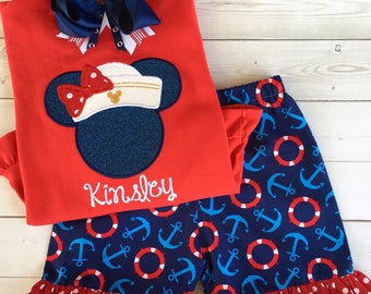 Girls Cruise Outfit, Cruise Shirt for Toddler Girl, My First Cruise, Mouse Shirts, Minnie Outfit, Nautical Outfit, Mouse outfit for babies