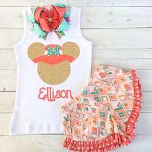 Girls Beach Outfit, Girls Outfit for Disney Trip, Miss Mouse Shirt, Mouse Outfit, 1st Cruise, Girls Cruise Outfit, Toddler Outfit for Cruise