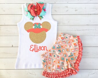 Traje de playa para niñas, Traje de niña para viaje de Disney, Camisa de miss mouse, Traje de ratón, 1er crucero, Traje de crucero para niñas, Traje para niños pequeños para crucero