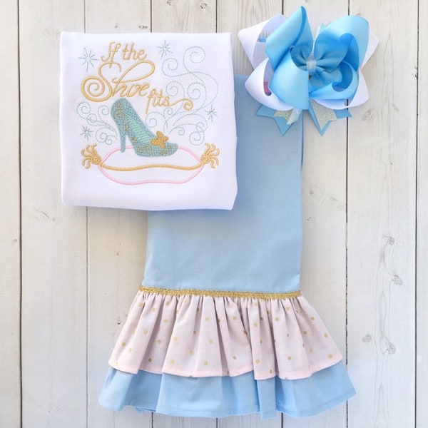 Cinderella Outfit, Cinderella Shirt, Outfits for Girls, 1st Trip, Princess Outfit, Princess Shirt, Toddler Outfit, Shoe Pant Set for Girls