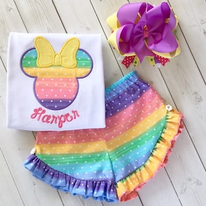 Fancy Mouse Outfit, Outfits for Girls Trip, Outfit for Toddler Girl, Embroidered Mouse Outfit, Mouse Shirt, Outfits for Toddler Girls