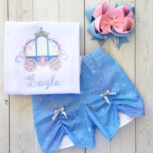 Princess Outfit Personalized with Name, Cinderella Carriage Shirt, Princess Birthday Outfit, Custom Designs for Toddler Girl, Short Outfit