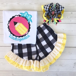 Back To School Outfit For Girls, Toddler Back To School, Preschool Outfit, School Pencil Outfits, 1st Day of School Outfits, Girls First Day