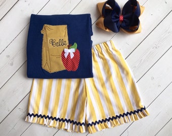 Back To School Outfits for girls, First Day of School Outfit, First Day of School Shirts, Back To School Shirts, Lunch Bag, Embroidered