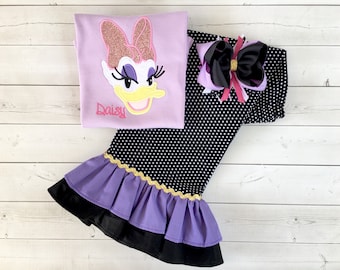 Duck Outfit for Girls, My First Trip Outfit for Girls, Embroidered Duck Shirt for Girls, Outfits for Toddlers, Custom Outfit, Short Sets