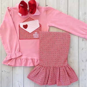 Valentine's Day Outfit for Girls, Valentine Outfit for Toddler Girl, Valentines Day Shirts, Valentine Outfit, Embroidered Heart Letter, Pant