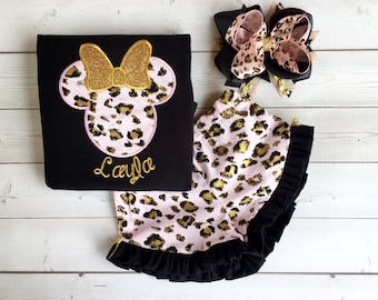 Safari Outfit for Girls, My First Trip Outfit for Girls, Safari Shirt for Girls, Mouse Shirt for Girls, Toddler Outfit, Cheetah, Embroidered