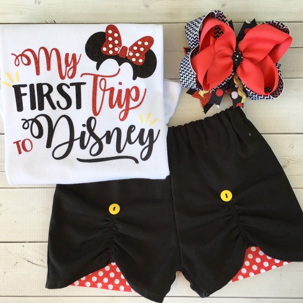 Princess Outfit for Girls, First Trip Outfit for Toddlers, Miss Mouse Outfit, Girls Cruise Outfits, Matching Family Shirts, Mouse Shirts