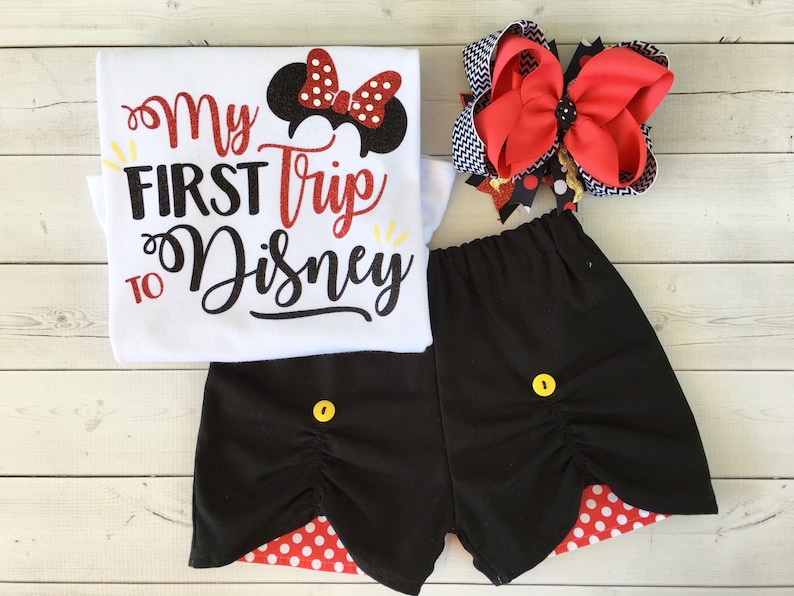 Princess Outfit for Girls, First Trip Outfit for Toddlers, Miss Mouse Outfit, Girls Cruise Outfits, Matching Family Shirts, Mouse Shirts 