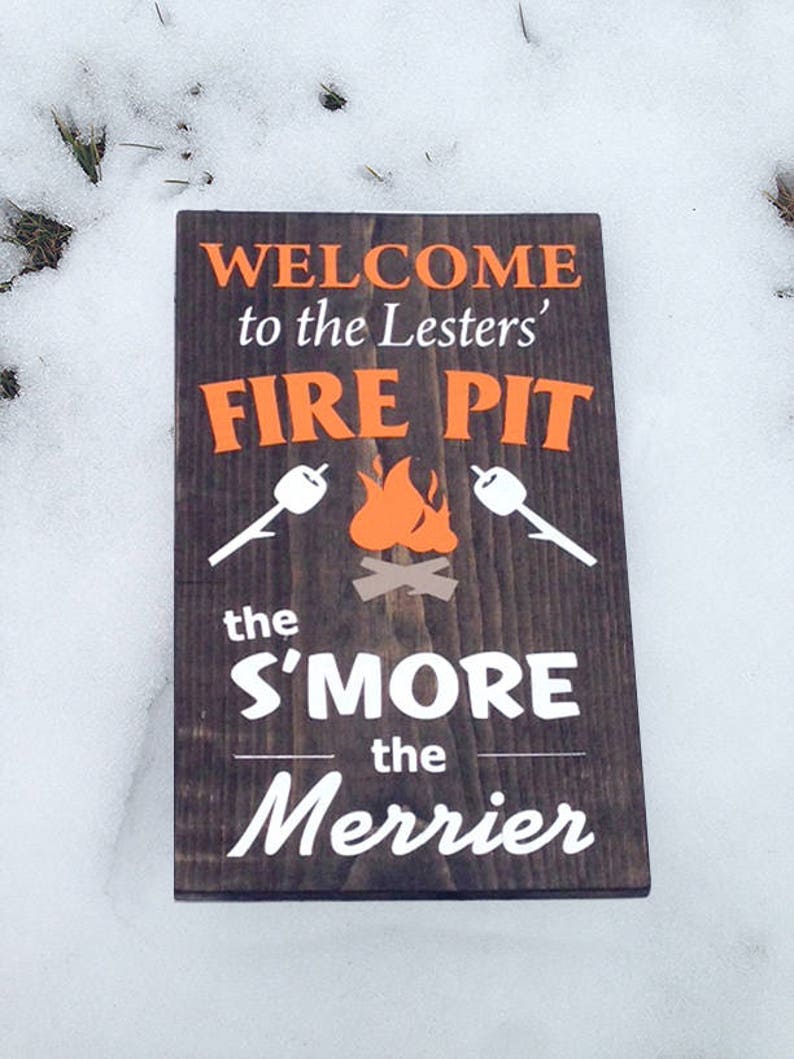 Custom Name Smore The Merrier Fire Pit Sign Outdoor Backyard Image 0