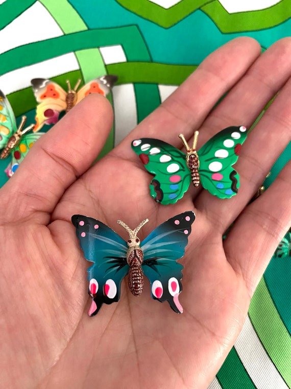Vintage Colorful Butterfly Pins Set (5 pieces) - image 6