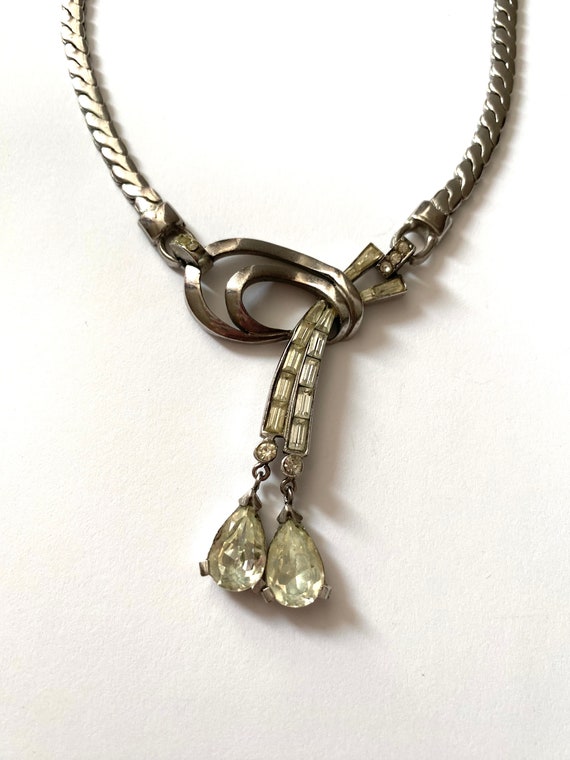 Vintage Tara Rhinestone Silver Tone Chain Necklace