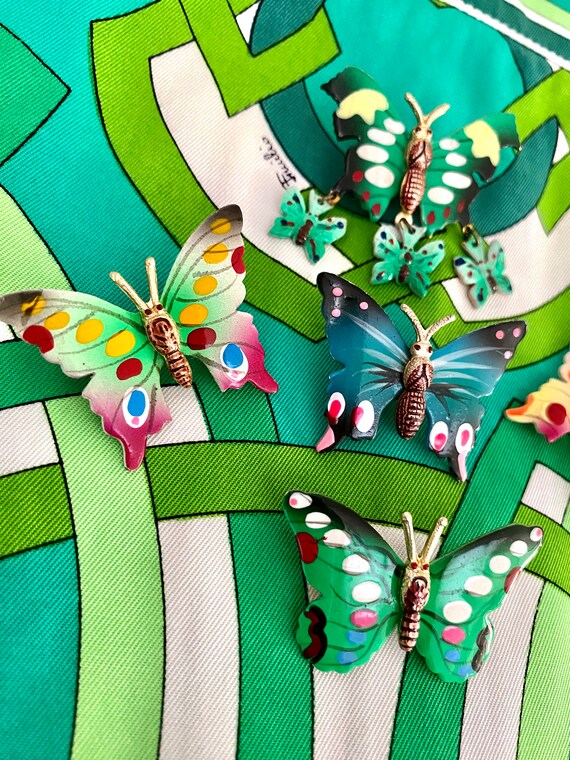 Vintage Colorful Butterfly Pins Set (5 pieces) - image 3